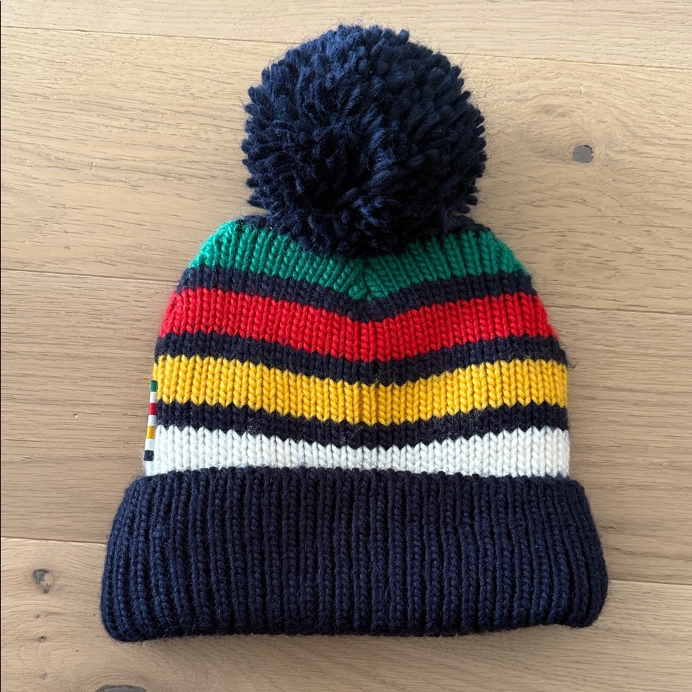 Striped Multicolor Pom-Pom Beanie for Kids